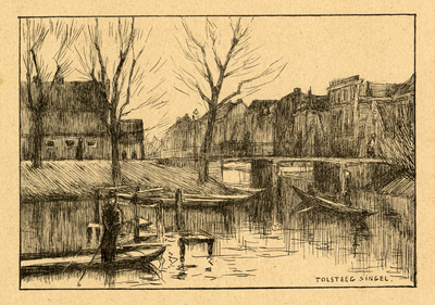 103815 Gezicht vanaf de Tolsteegsingel bij de Tolsteegbrug te Utrecht op de Krommerijnbrug over de uitmonding van de ...